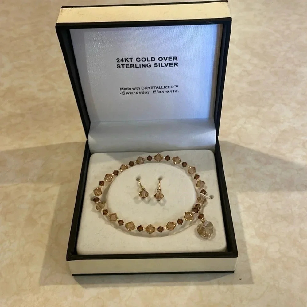 Swarovski Crystal Bracelet & Earring Set, New in Box